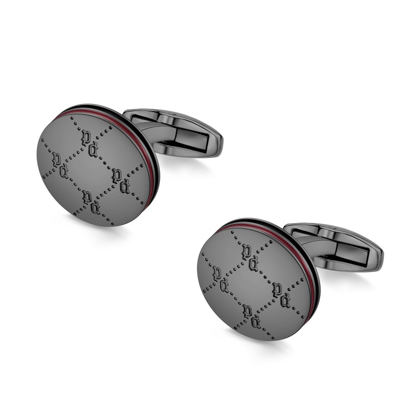 PE ICONICMONOGRAM GUN W RED&BLACK ENAMEL CUFFLINKS