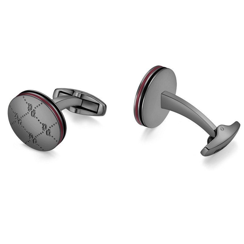 PE ICONICMONOGRAM GUN W RED&BLACK ENAMEL CUFFLINKS