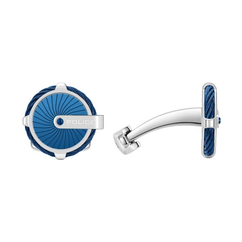 PE TECHIE SS W BLUE CABLE&PLATE CUFFLINKS