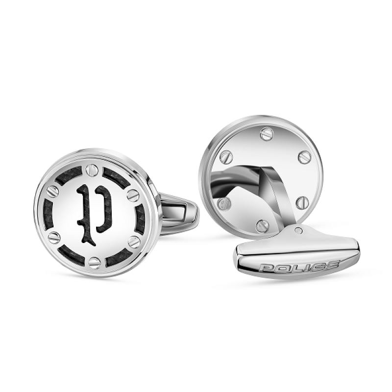 PE EBON SS & BLACK CARBON FIBRE INLAY CUFFLINKS