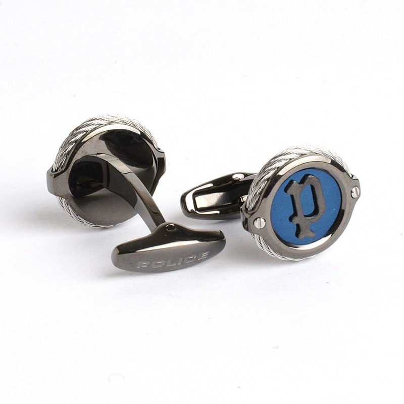 PE WIREGRIP SS,GUN,NAVY P LOGO CABLE CUFFLINKS PE WIREGRIP SS,GUN,NAVY P LOGO CABLE CUFFLINKS